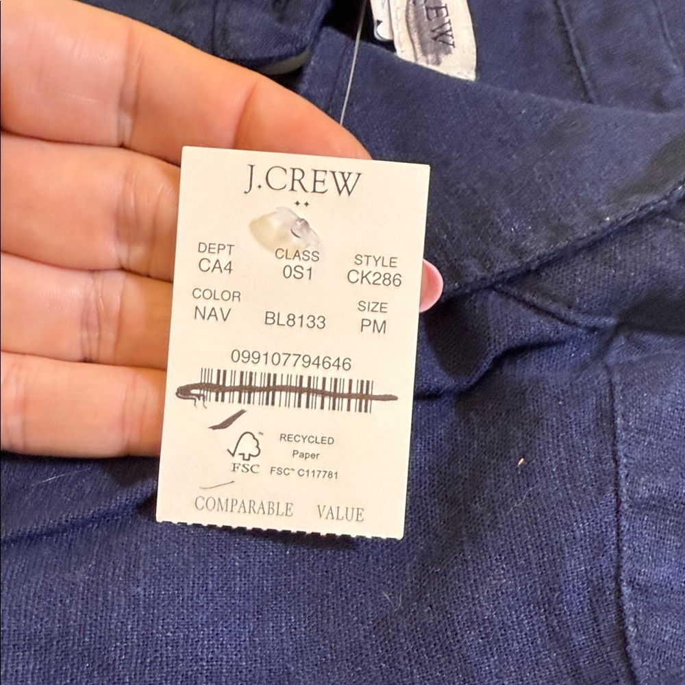 J. Crew Linen-blend belted mini shirtdress Size Medium Petite - Picture 7 of 9